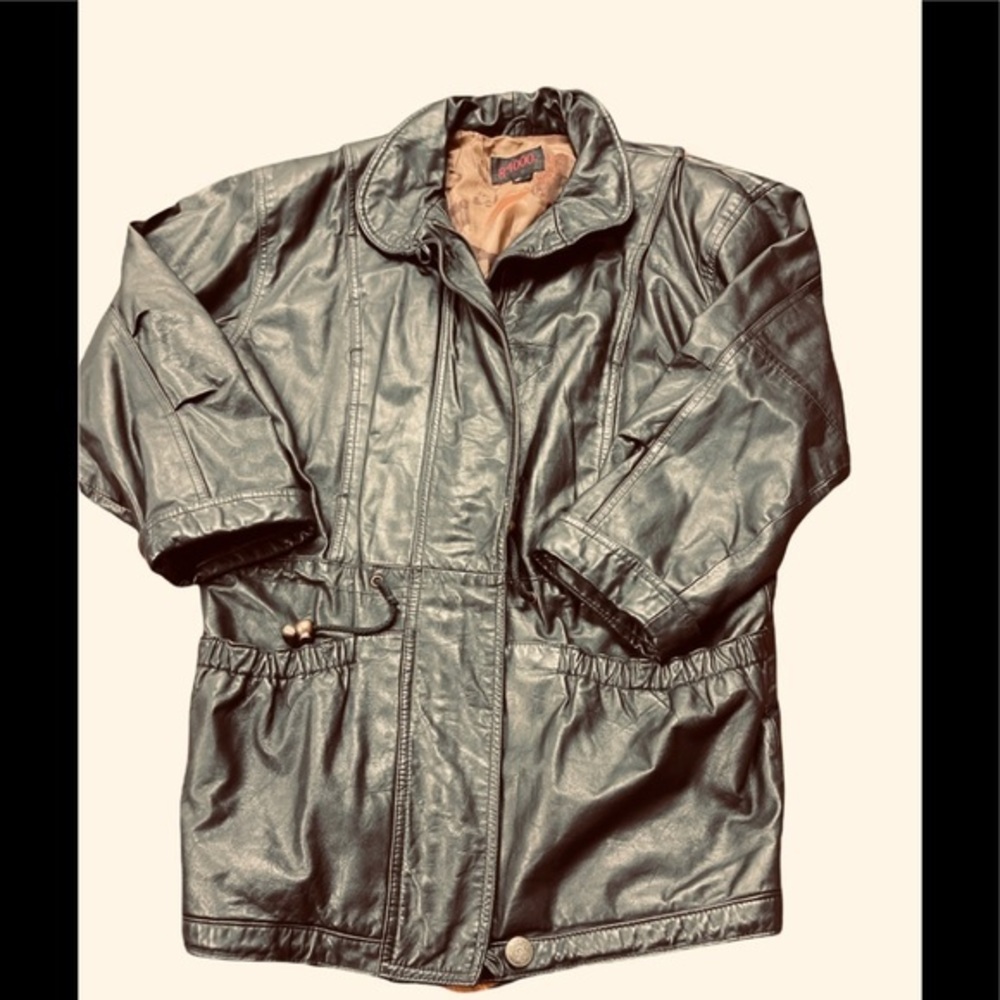 G4000 vintage black leather coat